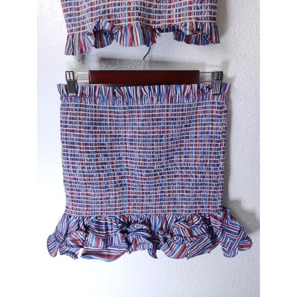REVOLVE Petersyn Multicolor Sleeveless Square Neck Smocked Ruffle Skirt Set M/L - Picture 4 of 14